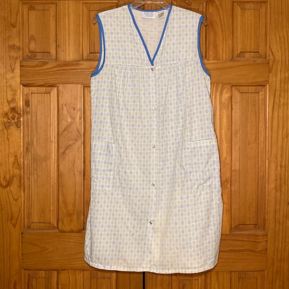 NWOT Ashley Taylor Intimates Vintage 90s Snap Front Housecoat Blue Size L Large